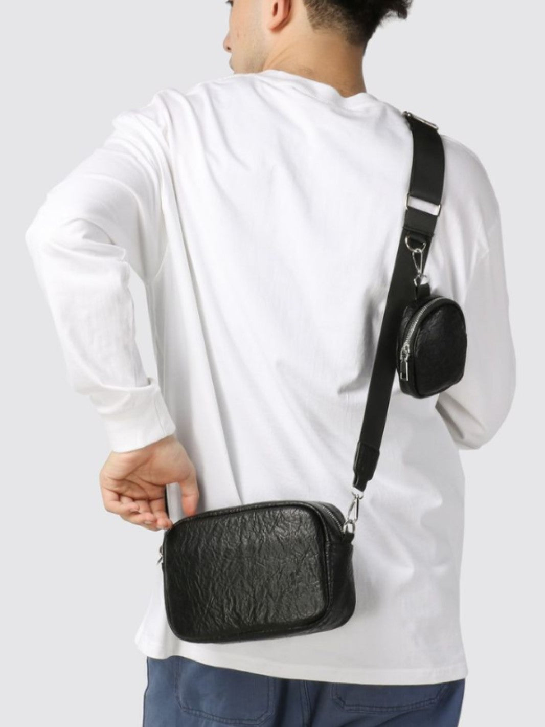Black Solid One Handle Sling Bag