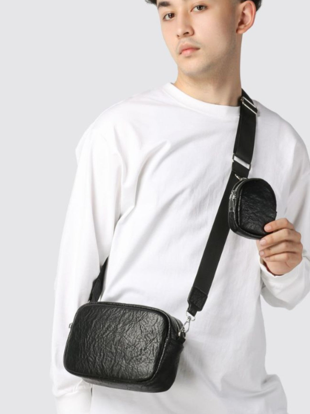 Black Solid One Handle Sling Bag