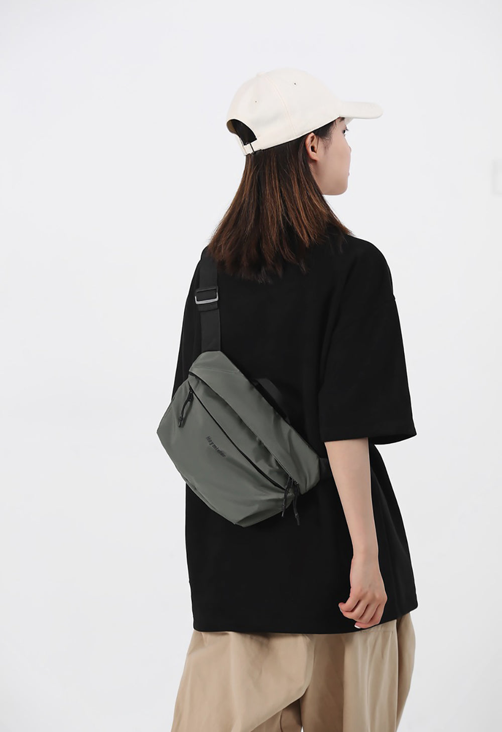 Grey Solid Crossbody Sling Bag