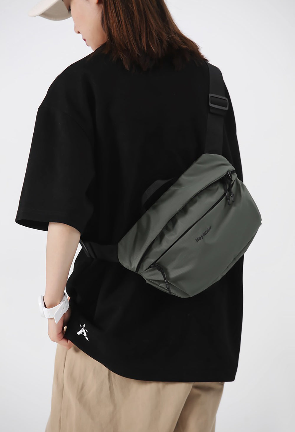 Grey Solid Crossbody Sling Bag