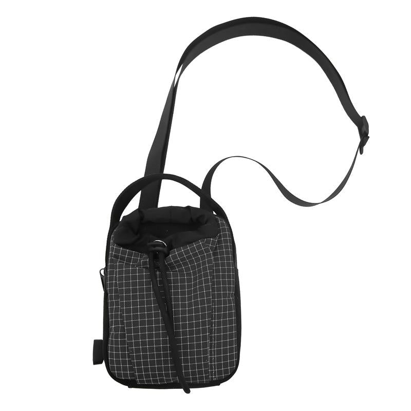Black Checked One Handle Sling Bag
