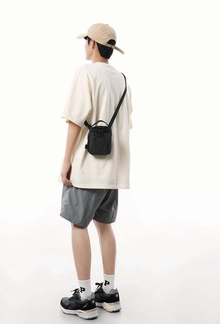 Black Checked One Handle Sling Bag