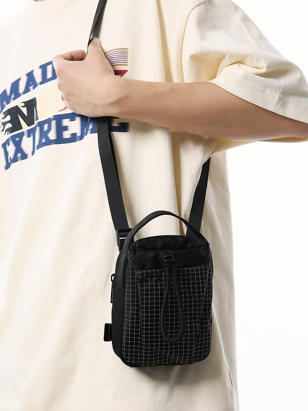 Black Checked One Handle Sling Bag