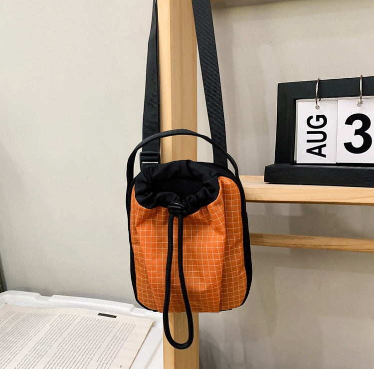 Black Checked One Handle Sling Bag