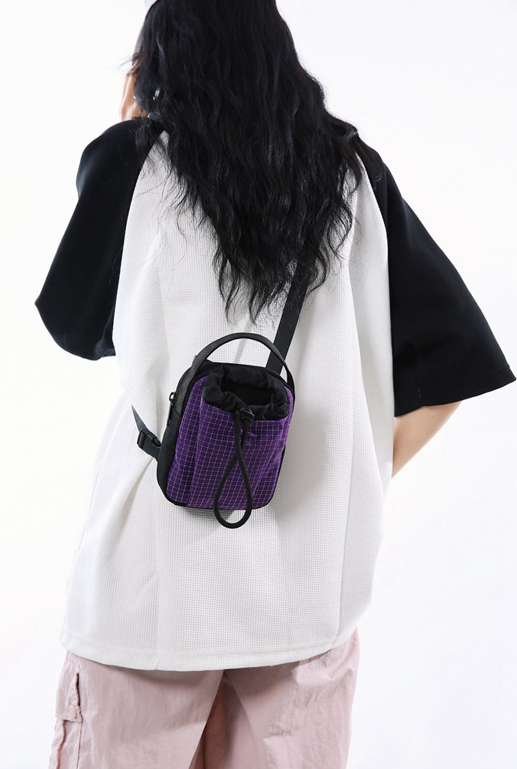 Black Checked One Handle Sling Bag