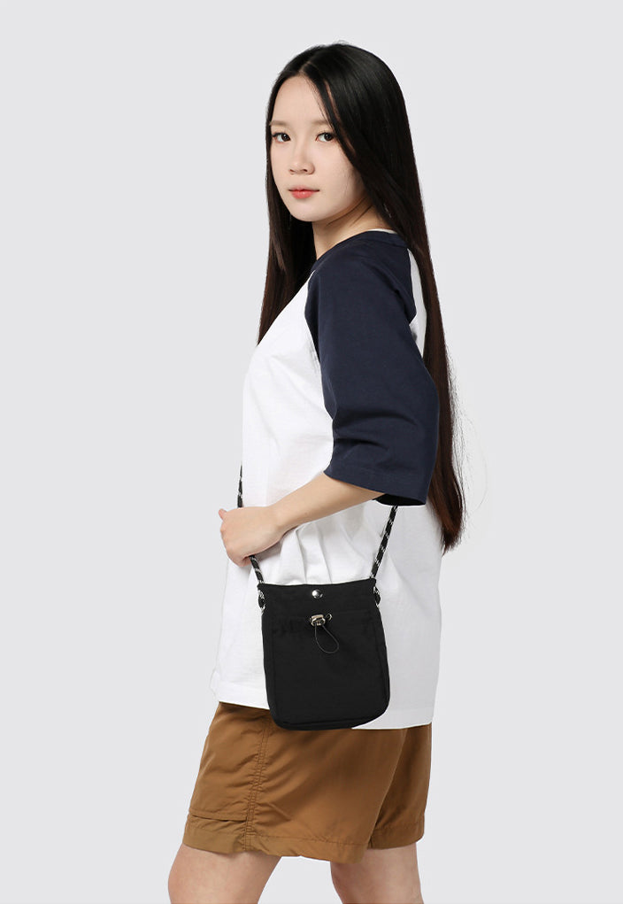 Black Solid One Handle Sling Bag