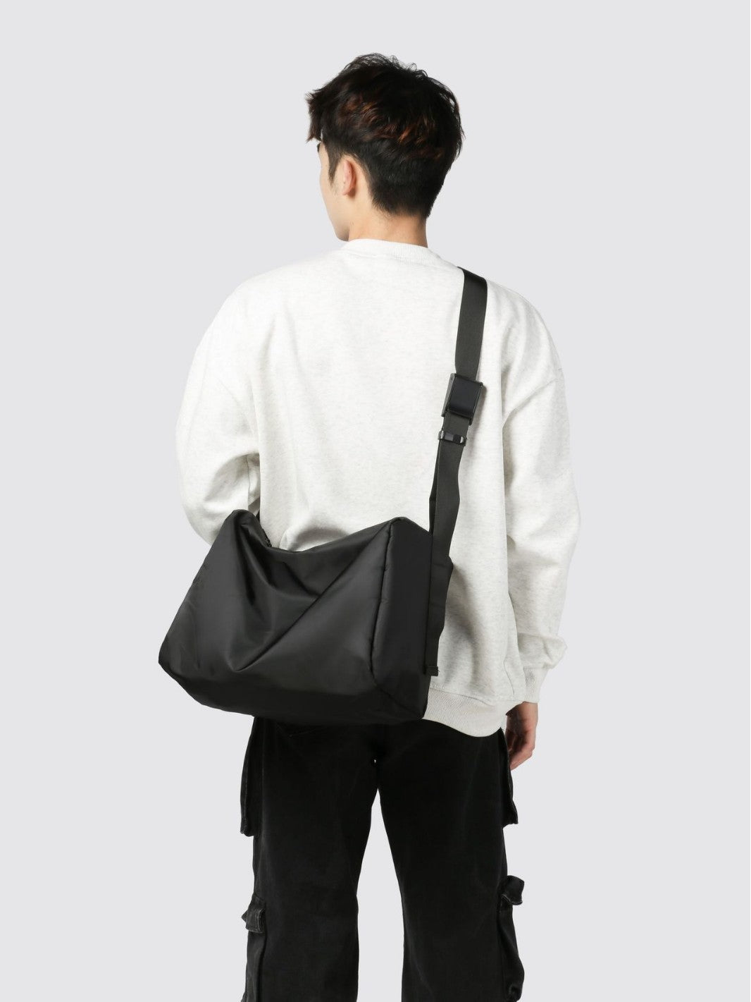 Black Solid One Handle Hobo Bag
