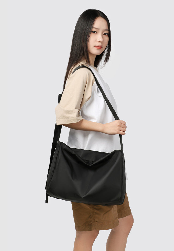 Black Solid One Handle Hobo Bag