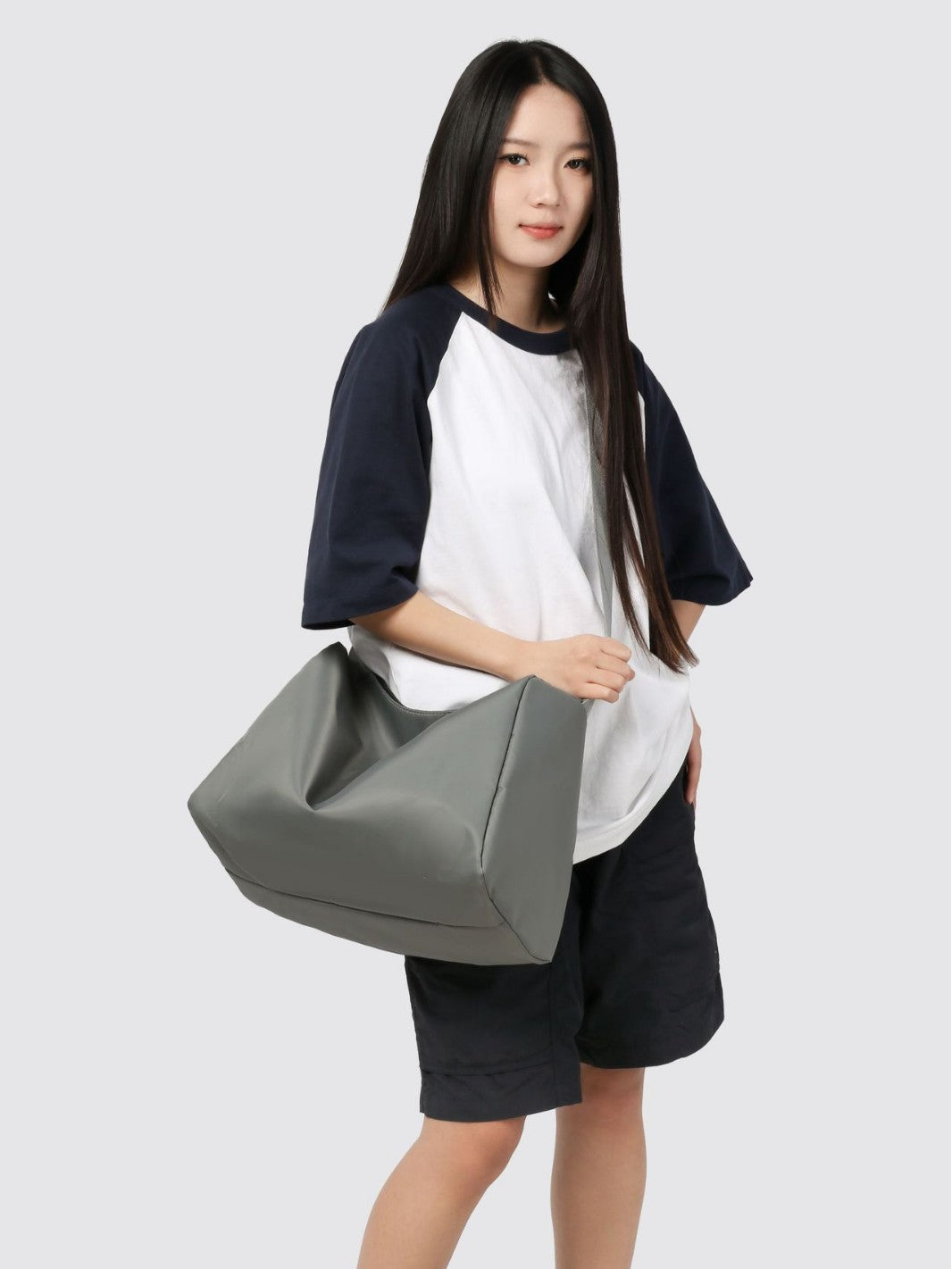 Black Solid One Handle Hobo Bag