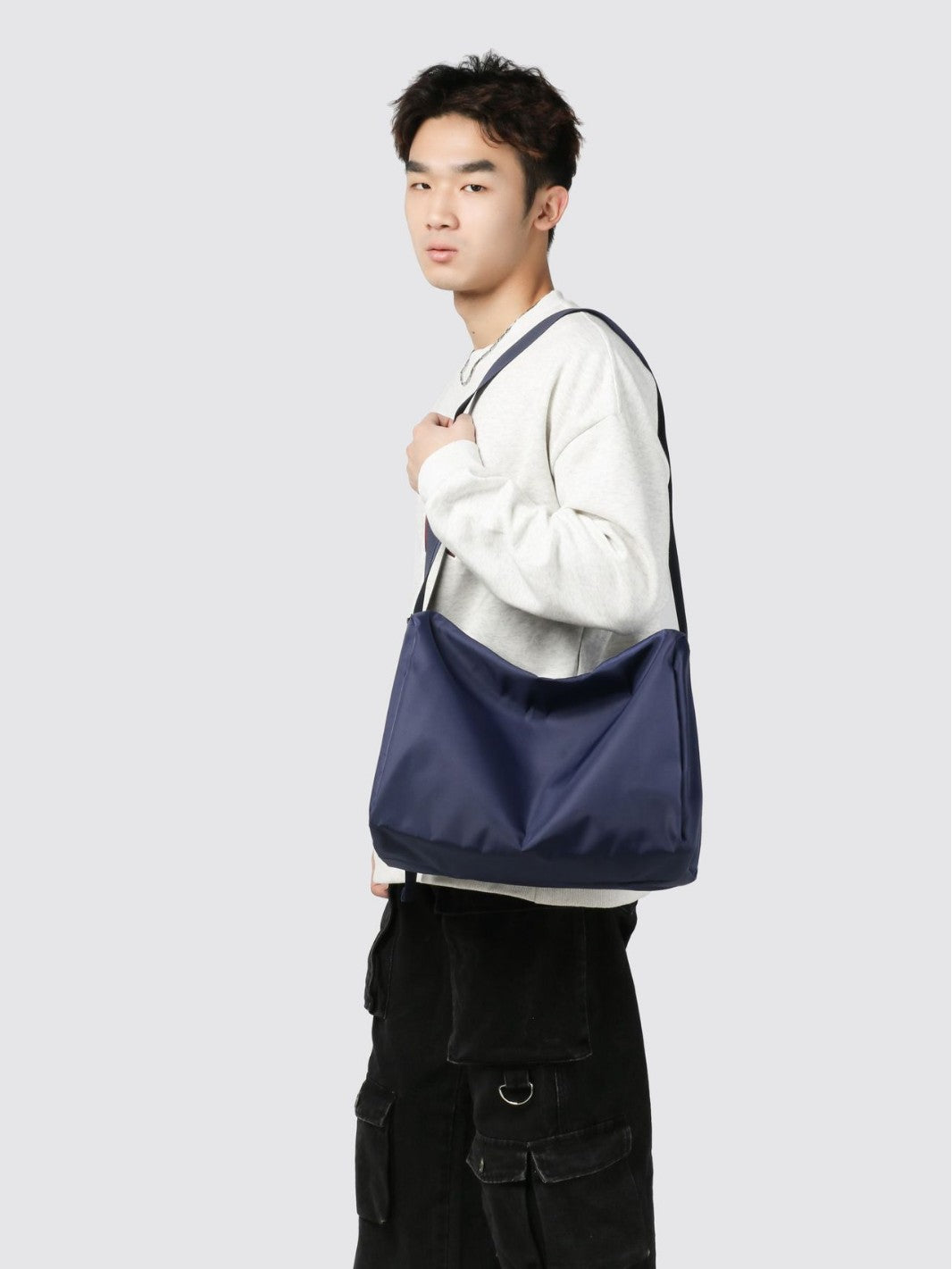 Black Solid One Handle Hobo Bag