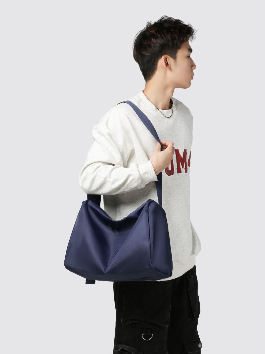 Black Solid One Handle Hobo Bag