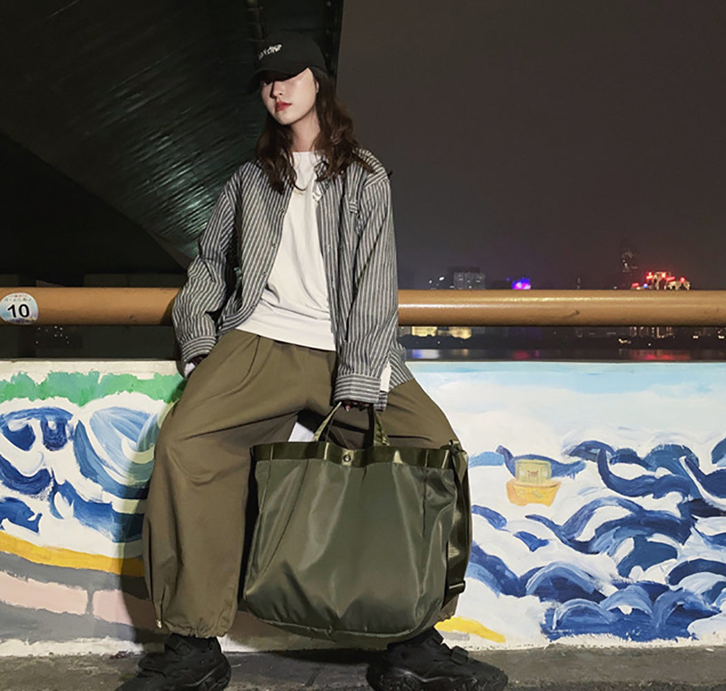 Green Solid Shopper Tote Bag