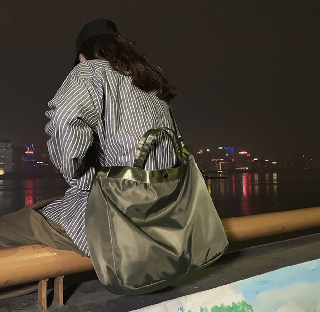 Green Solid Shopper Tote Bag