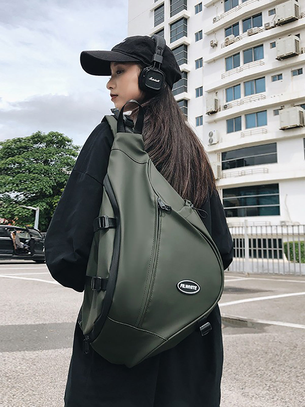Green Solid Crossbody Sling Bag