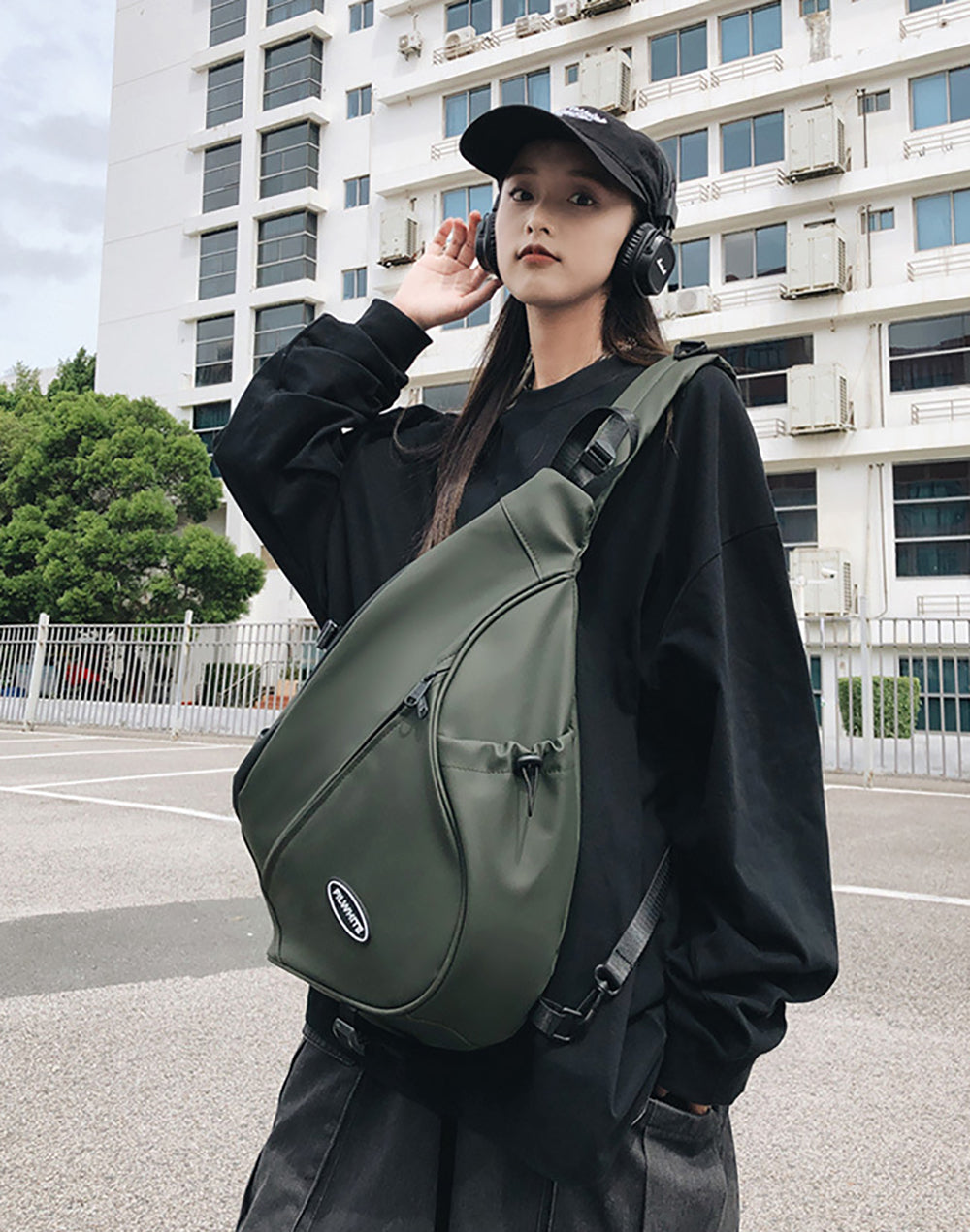 Green Solid Crossbody Sling Bag