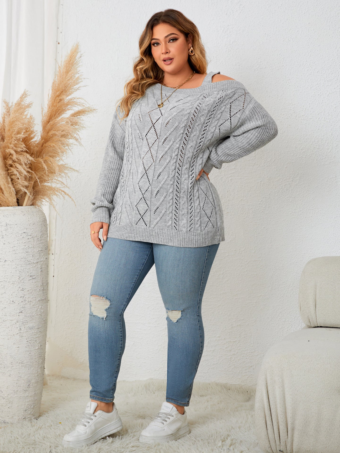 Women Cable Knit Pullover