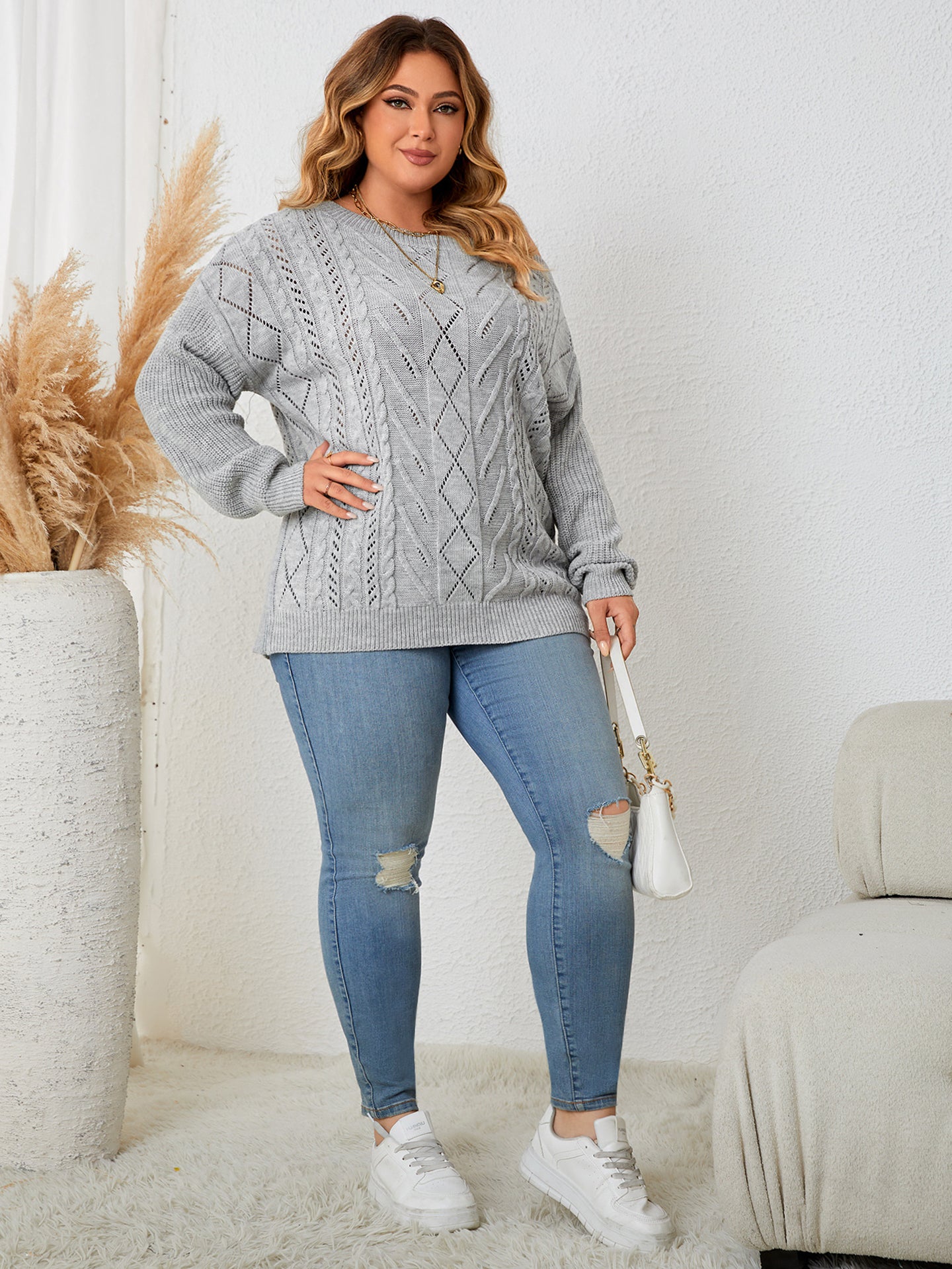 Women Cable Knit Pullover