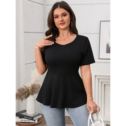 Women Solid Bow Round Neck Top