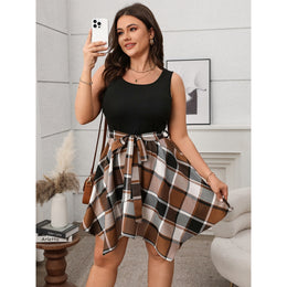 Women Checked Tie-ups Fit & Flare Dress