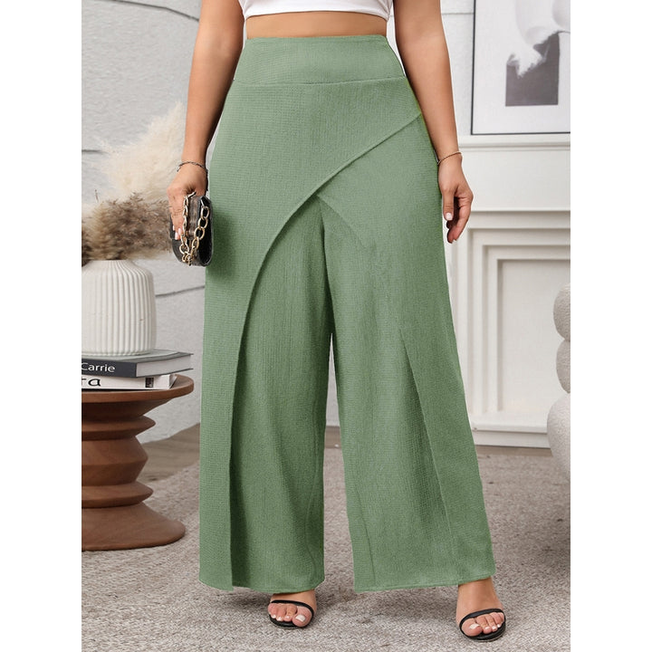 Women Loose Fit Wrinkle Free Parallel Trousers