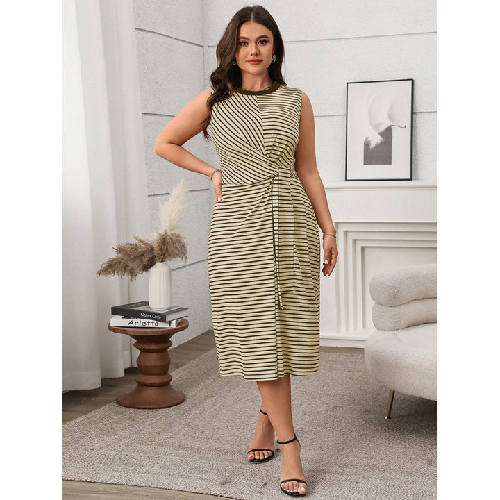 Striped Monochrome Fit & Flare Midi Dress