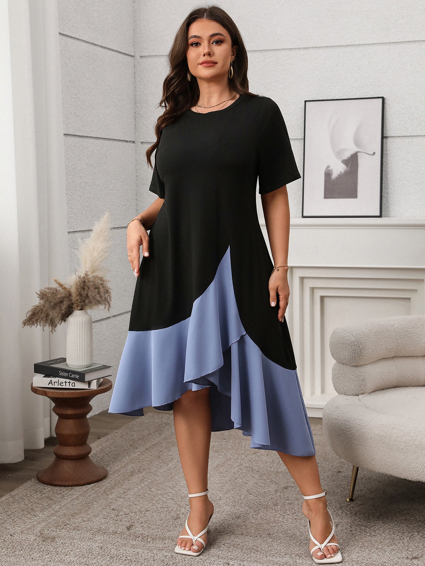Women Colourblocked A-Line Midi Dress