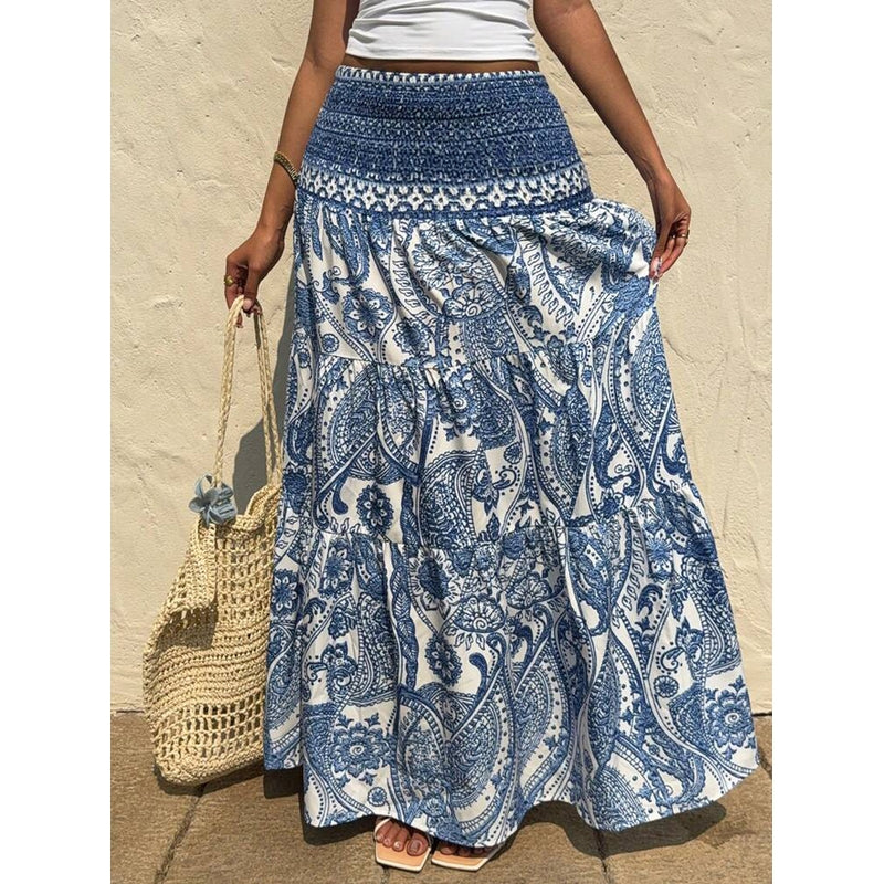 Printed A-Line Maxi Skirt