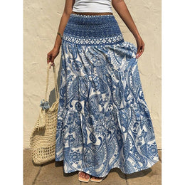 Printed A-Line Maxi Skirt