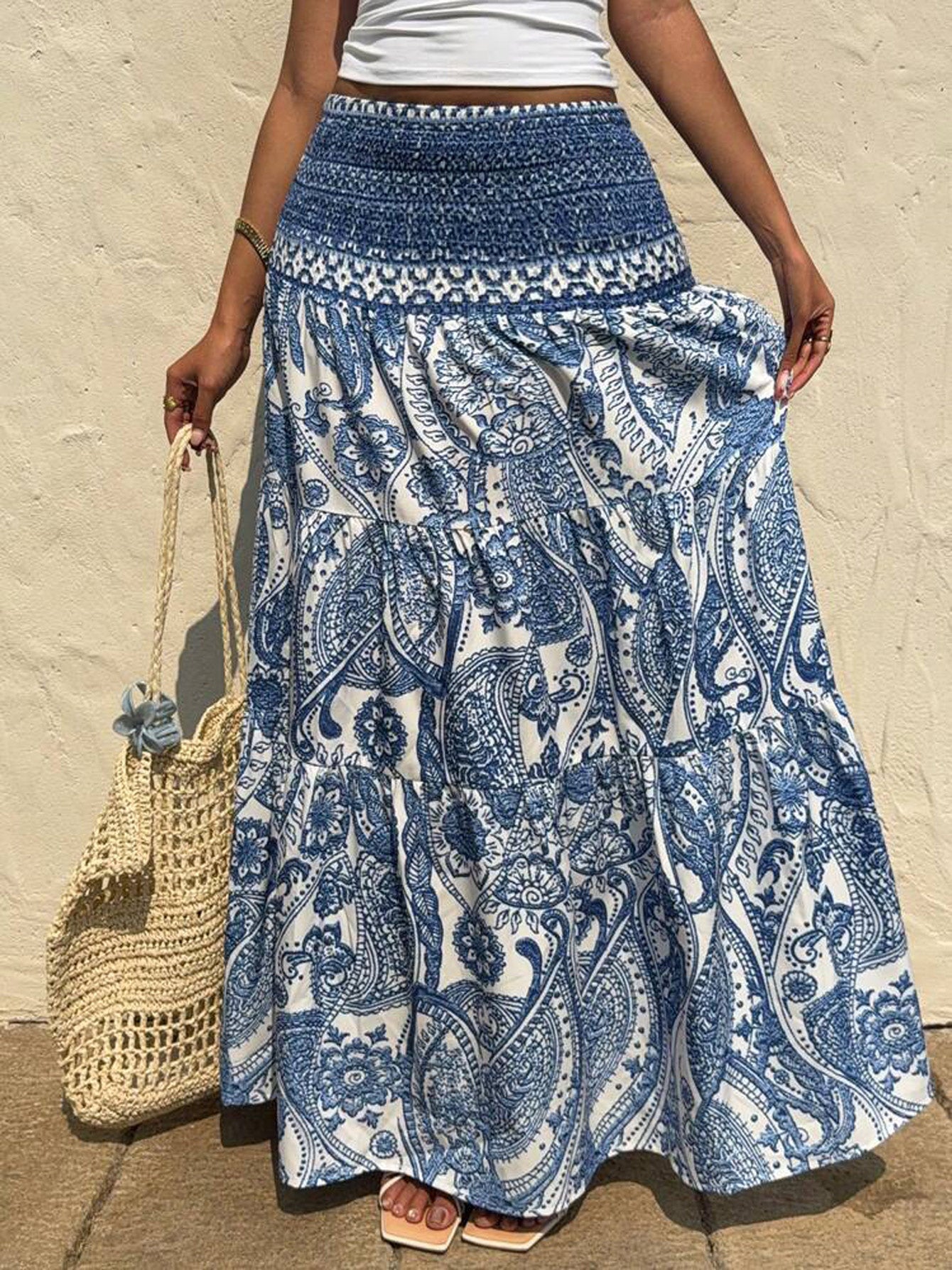 Printed A-Line Maxi Skirt