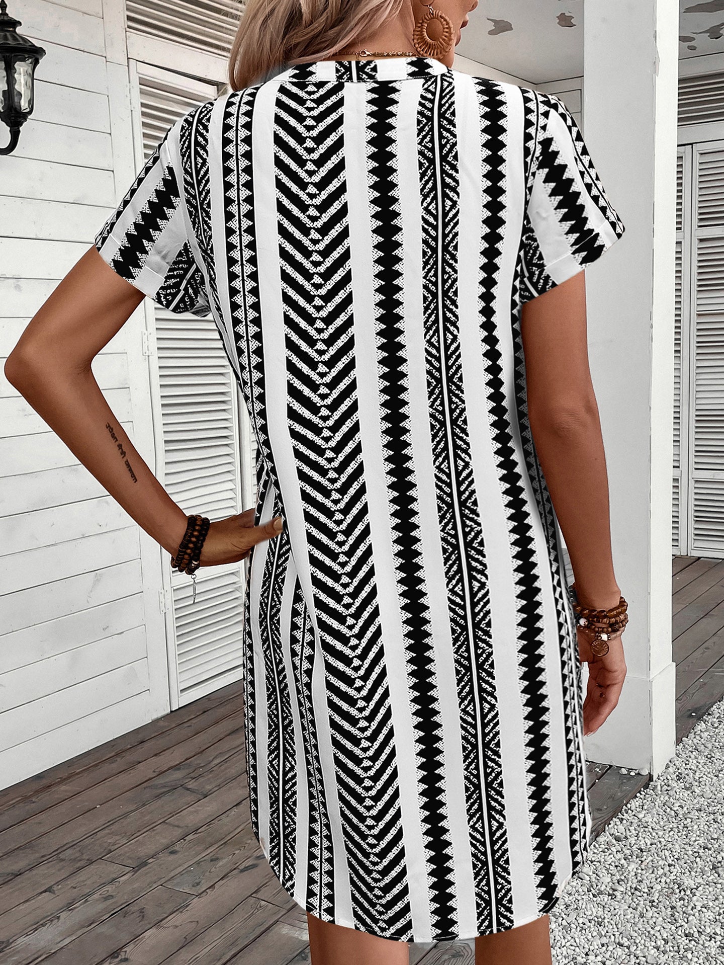 Women Chevron Printed A-Line Dress