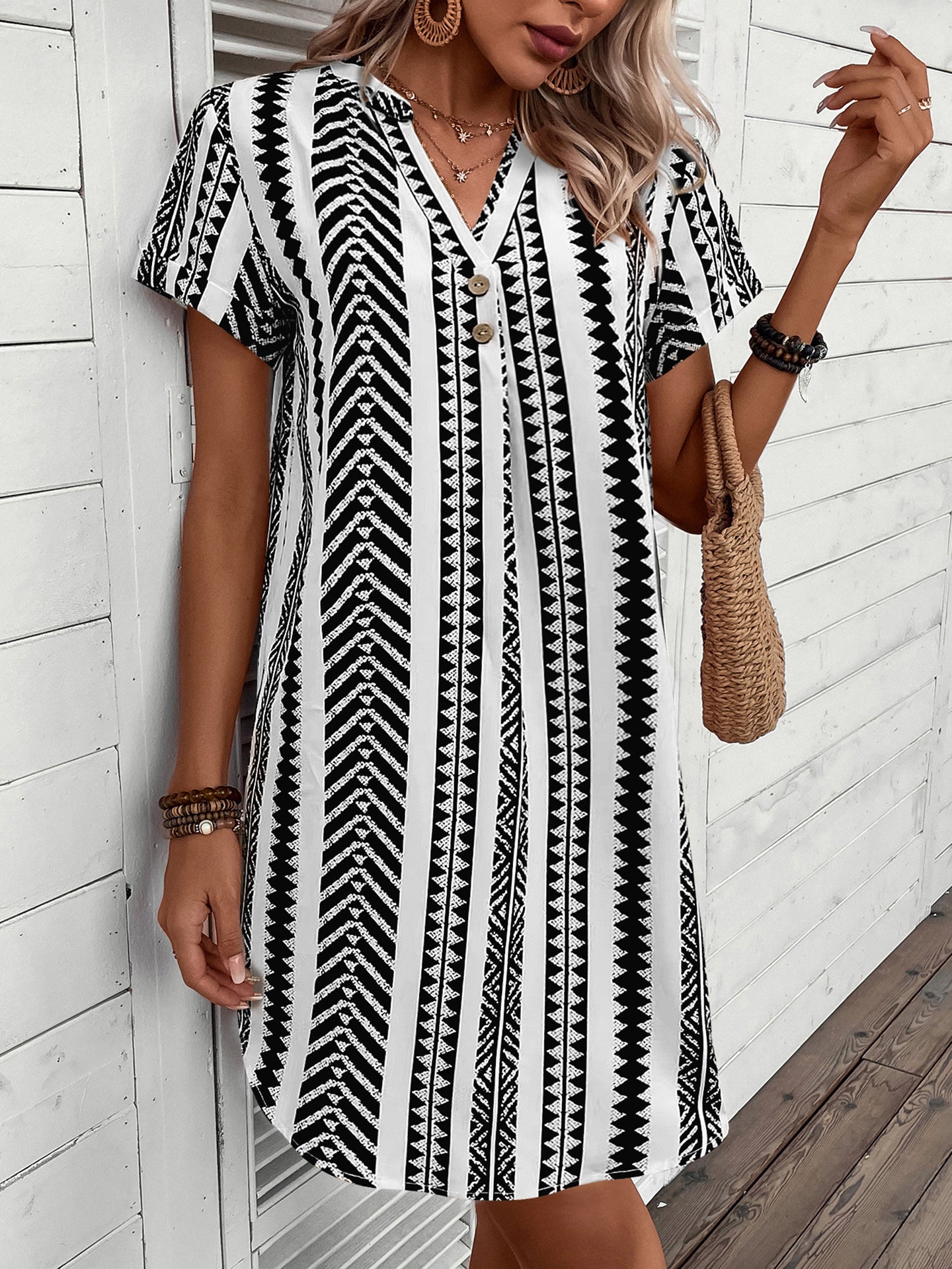 Women Chevron Printed A-Line Dress