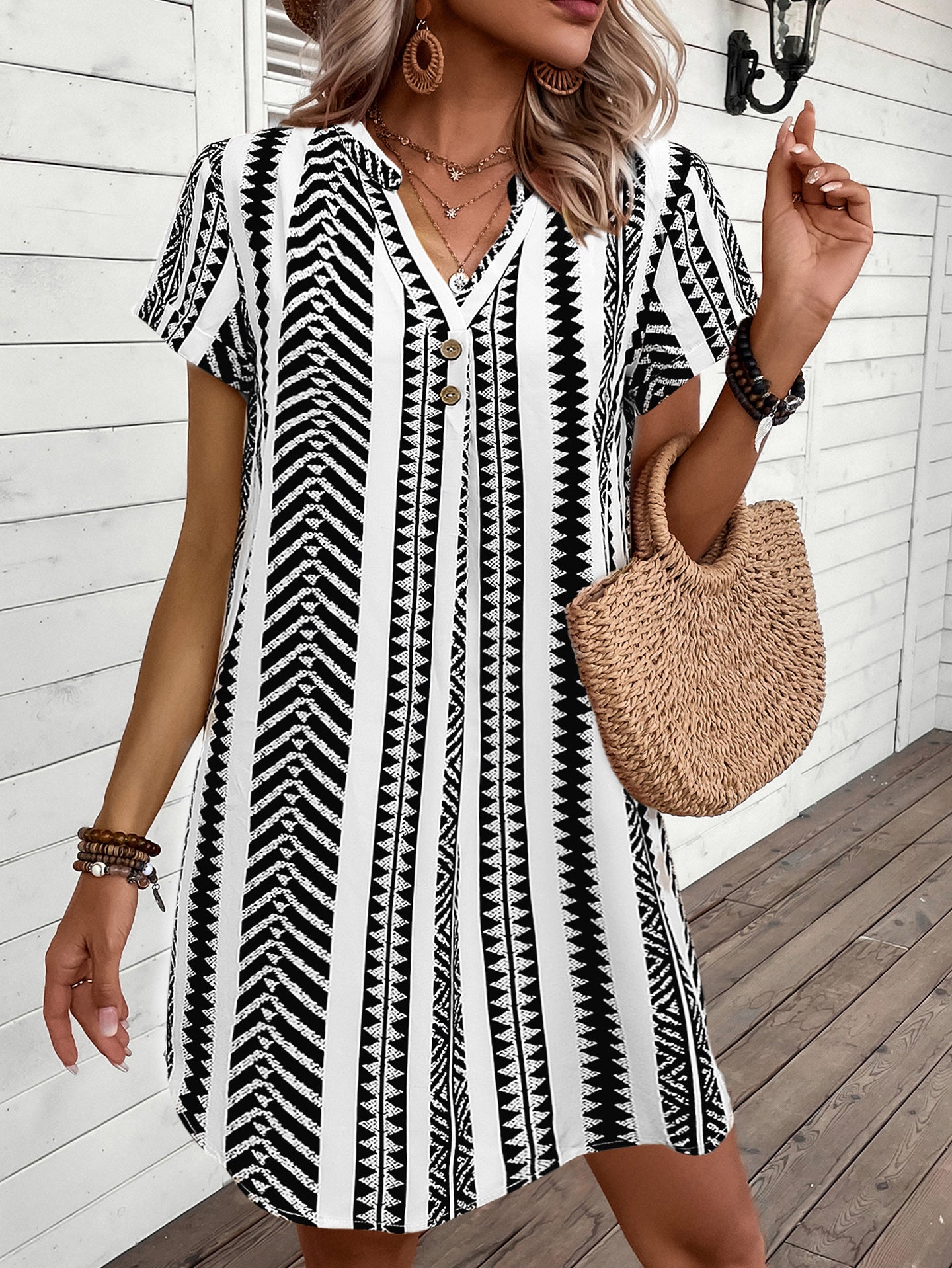 Women Chevron Printed A-Line Dress