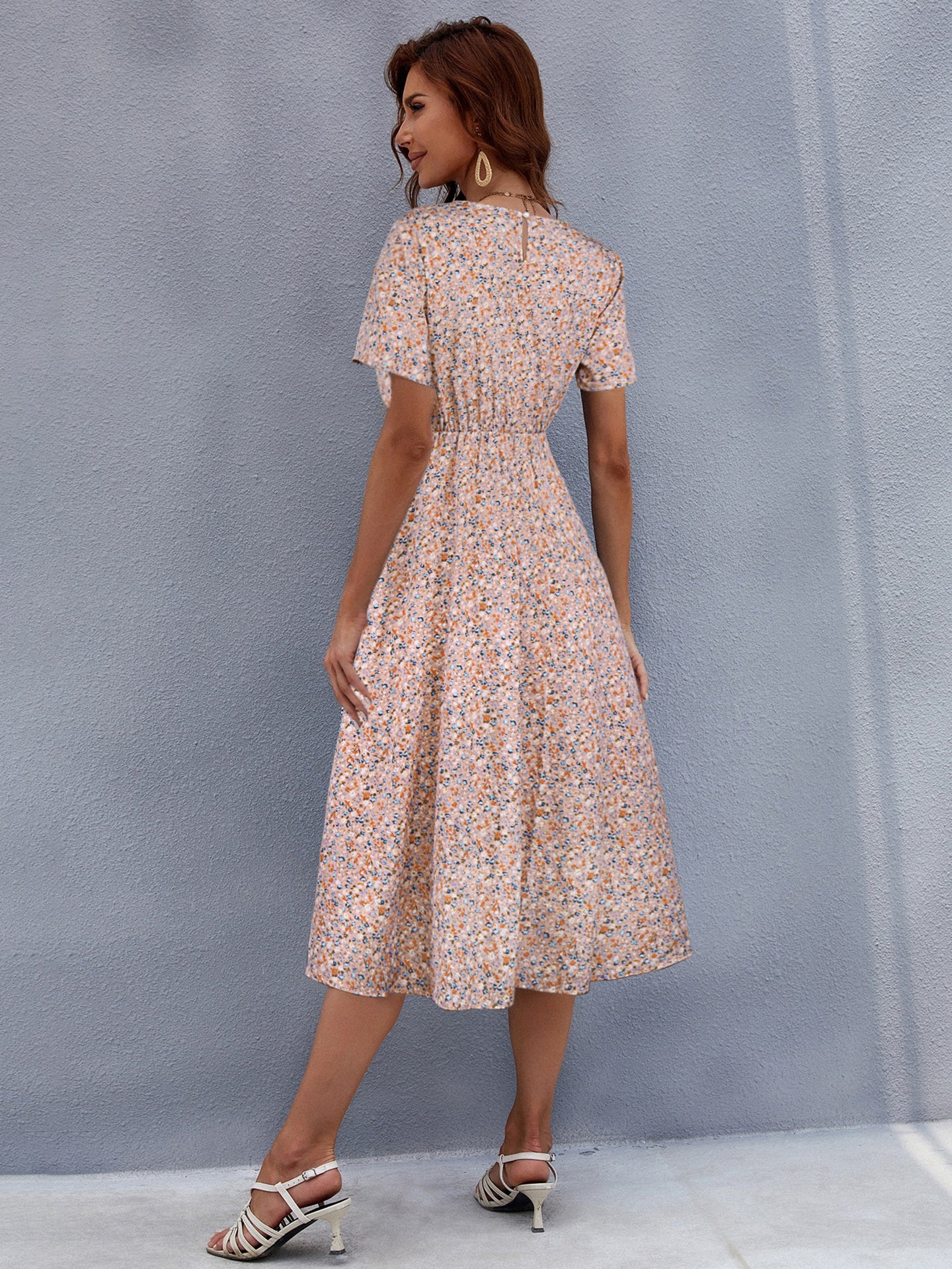 Women Ethnic Motifs Print Gathered or Pleated A-Line Midi Dress
