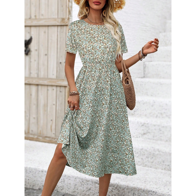 Floral Printed Fit and Flare Midi Dress