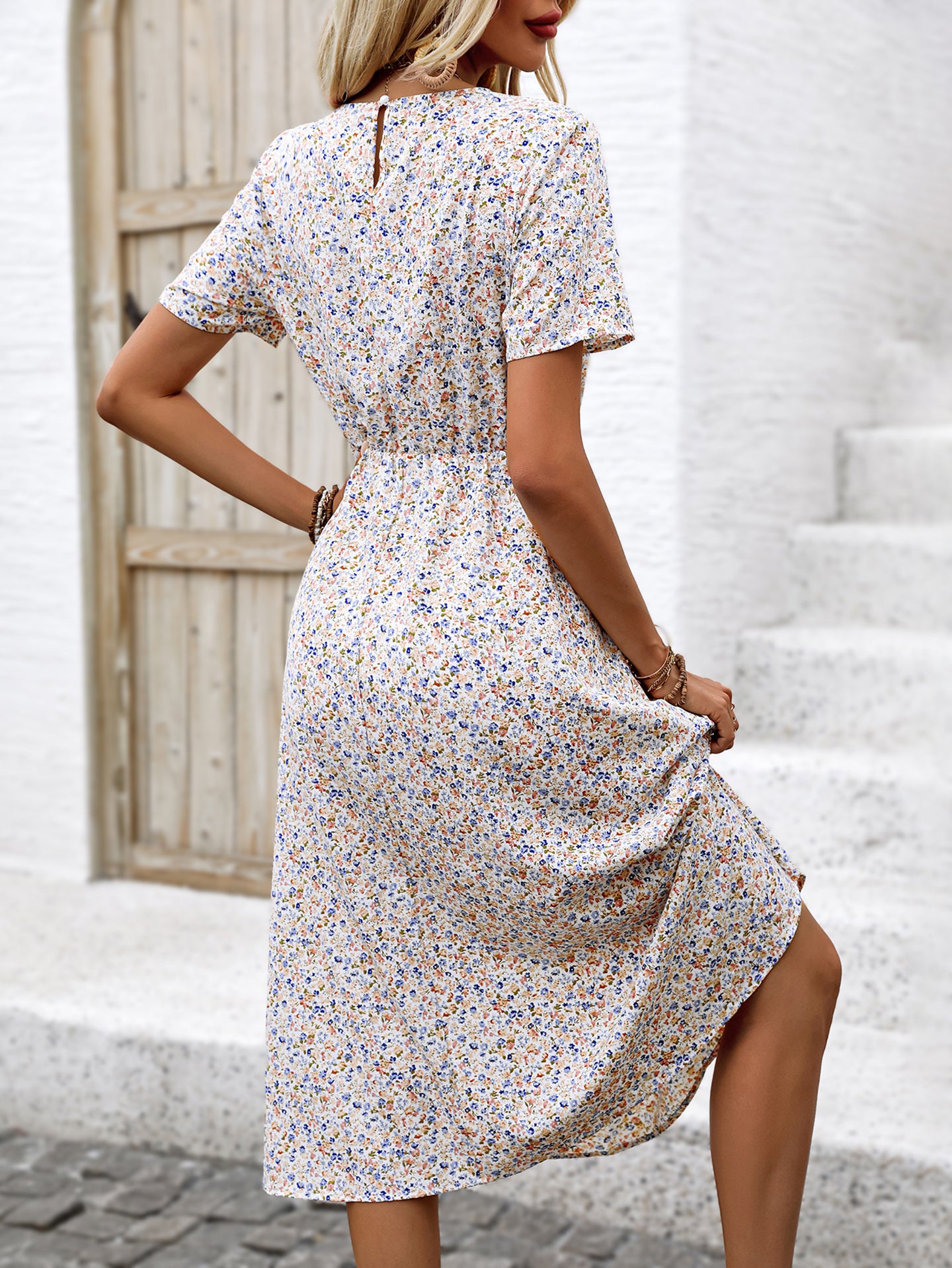 Floral Printed Fit and Flare Midi Dress