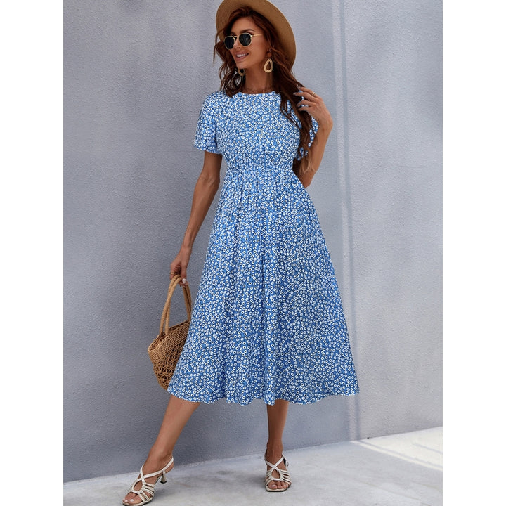Floral Printed Fit and Flare Midi Dress
