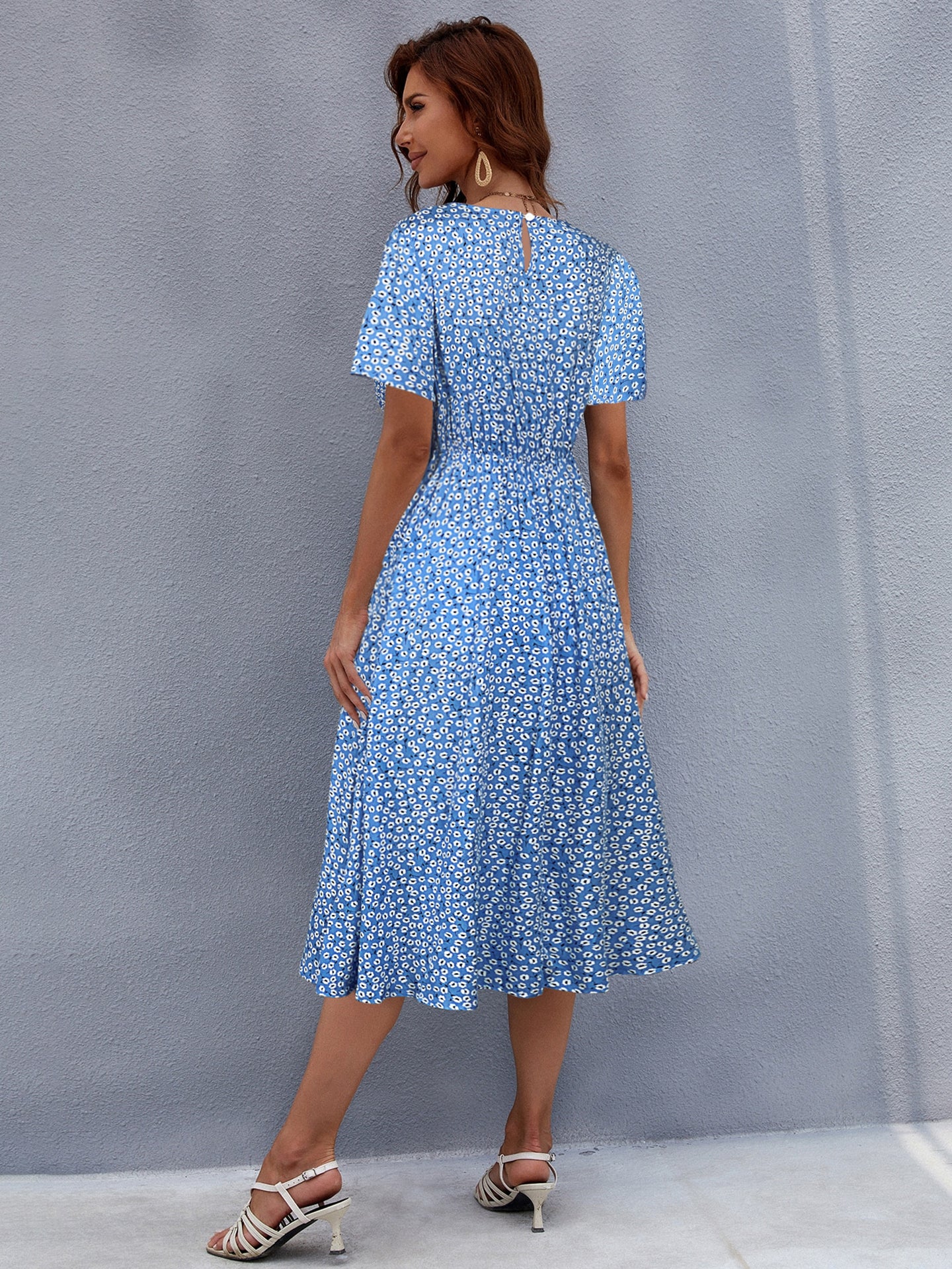 Floral Printed Fit and Flare Midi Dress
