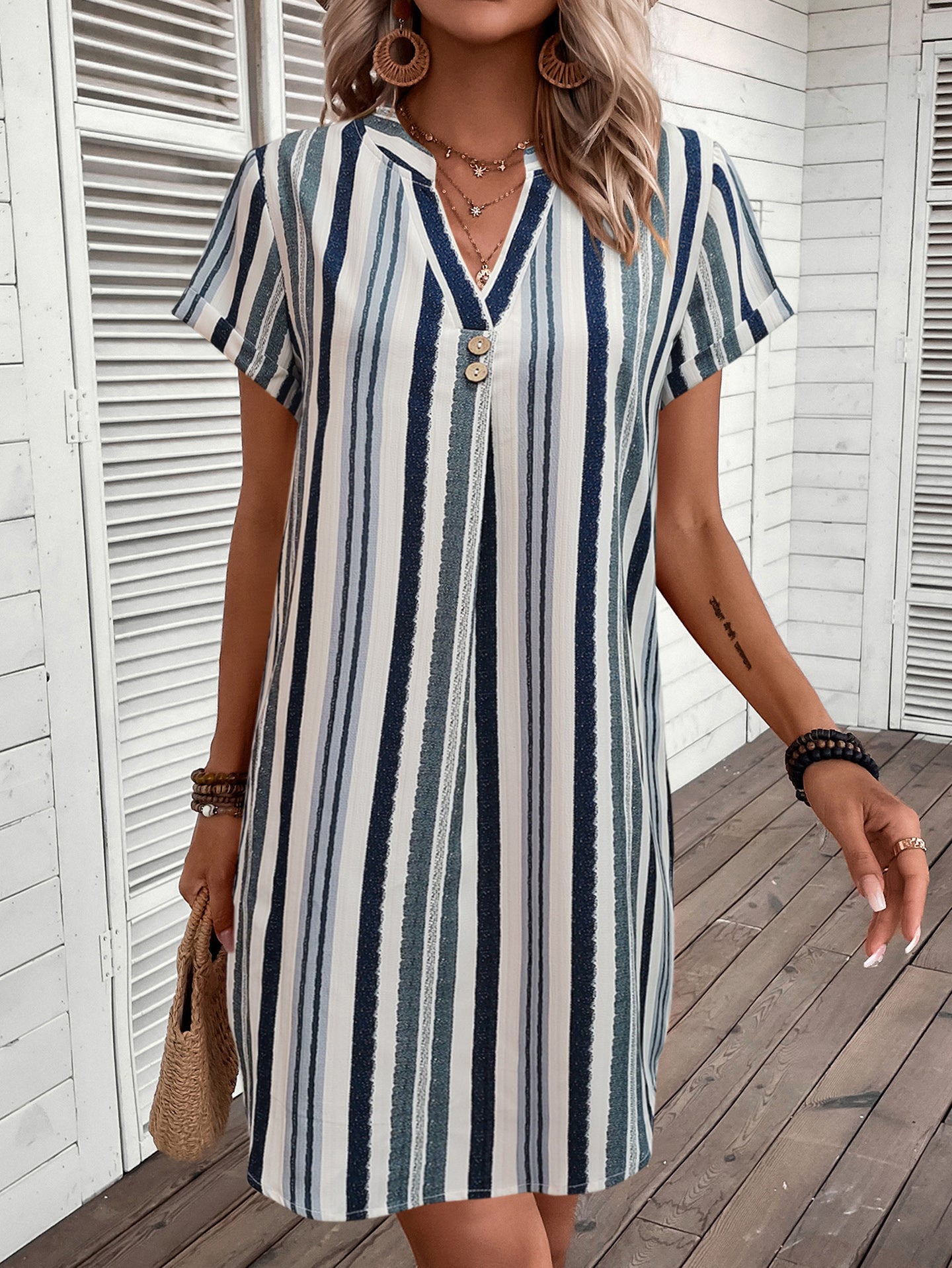 Women Striped A-Line Dress
