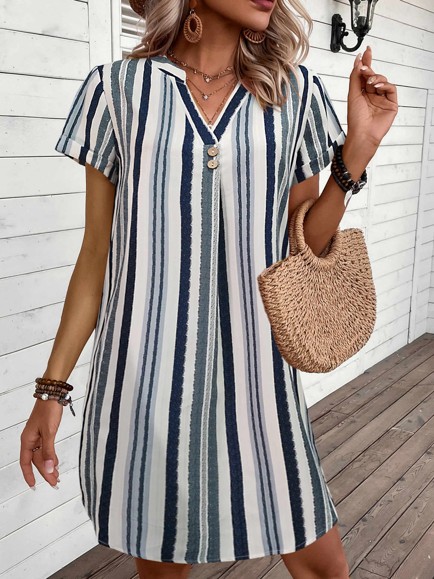Women Striped A-Line Dress
