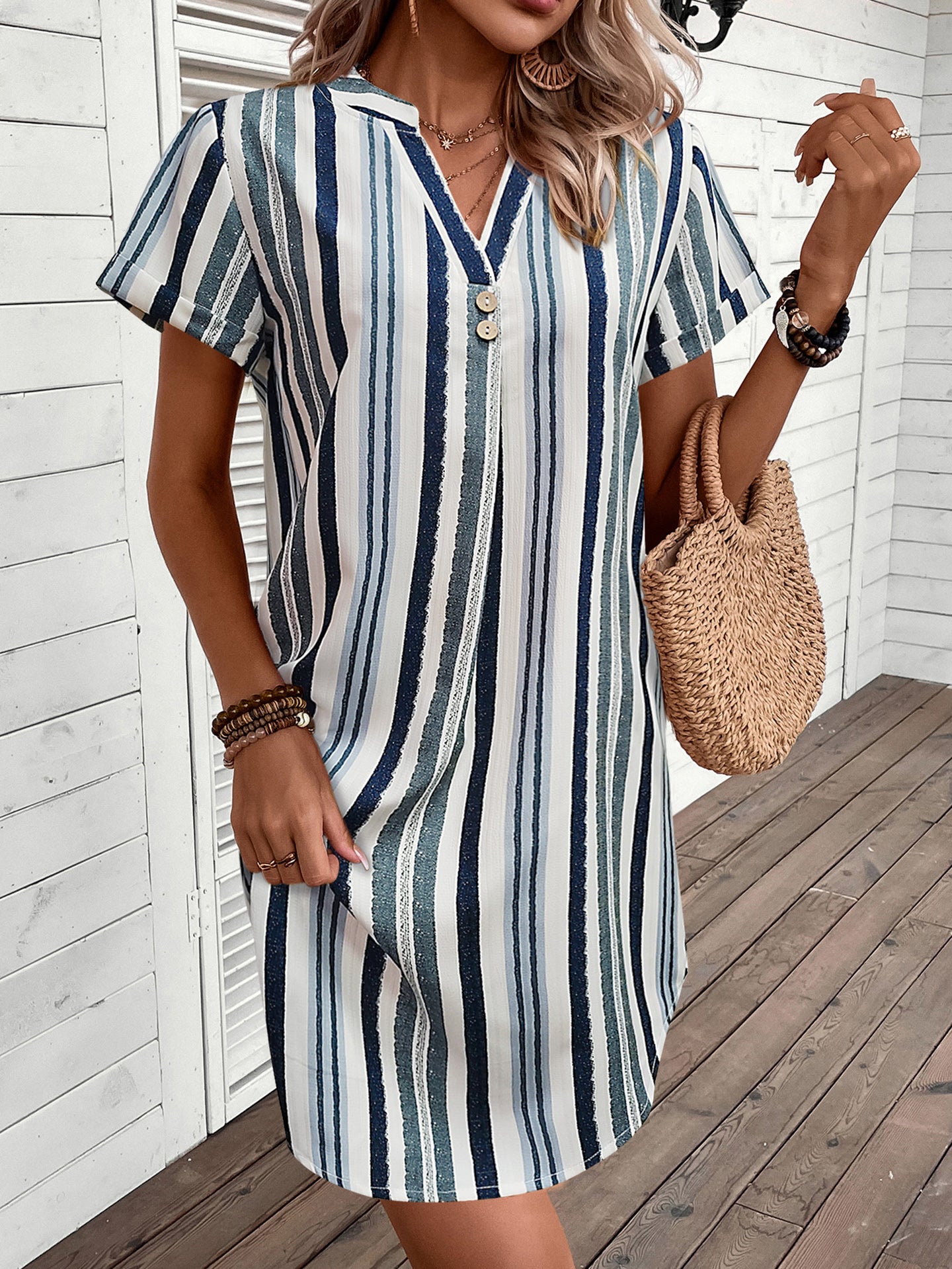 Women Striped A-Line Dress
