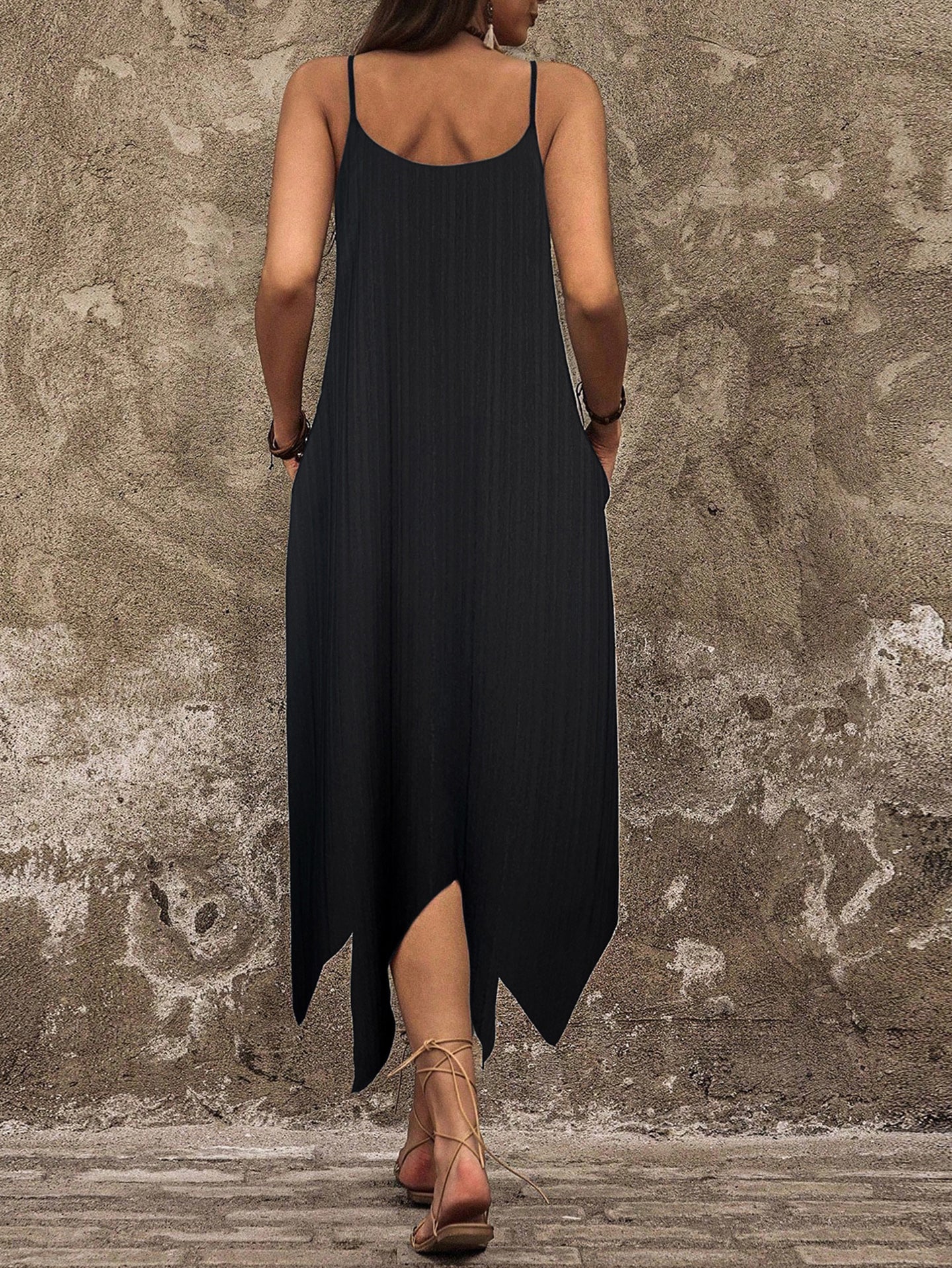 Shoulder Straps A-Line Midi Dress