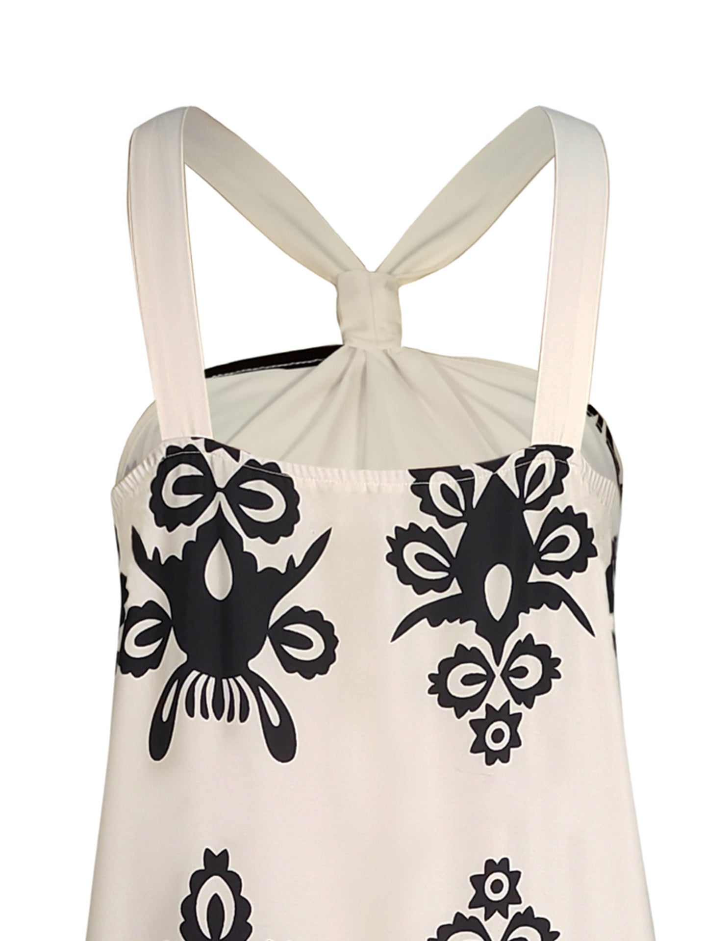 Ethnic Motifs Print Monochrome Halter Neck Slits A-Line Midi Dress