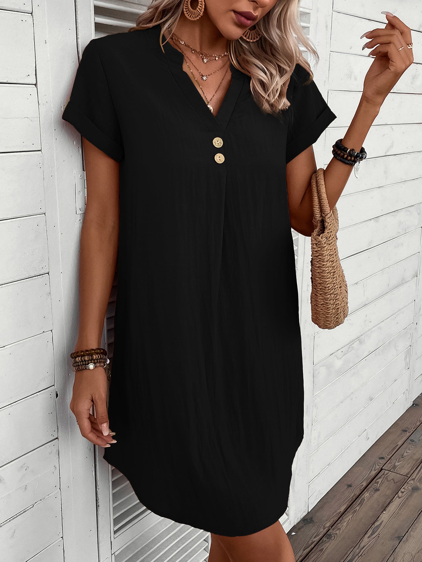 Women Mandarin Collar A-Line Dress