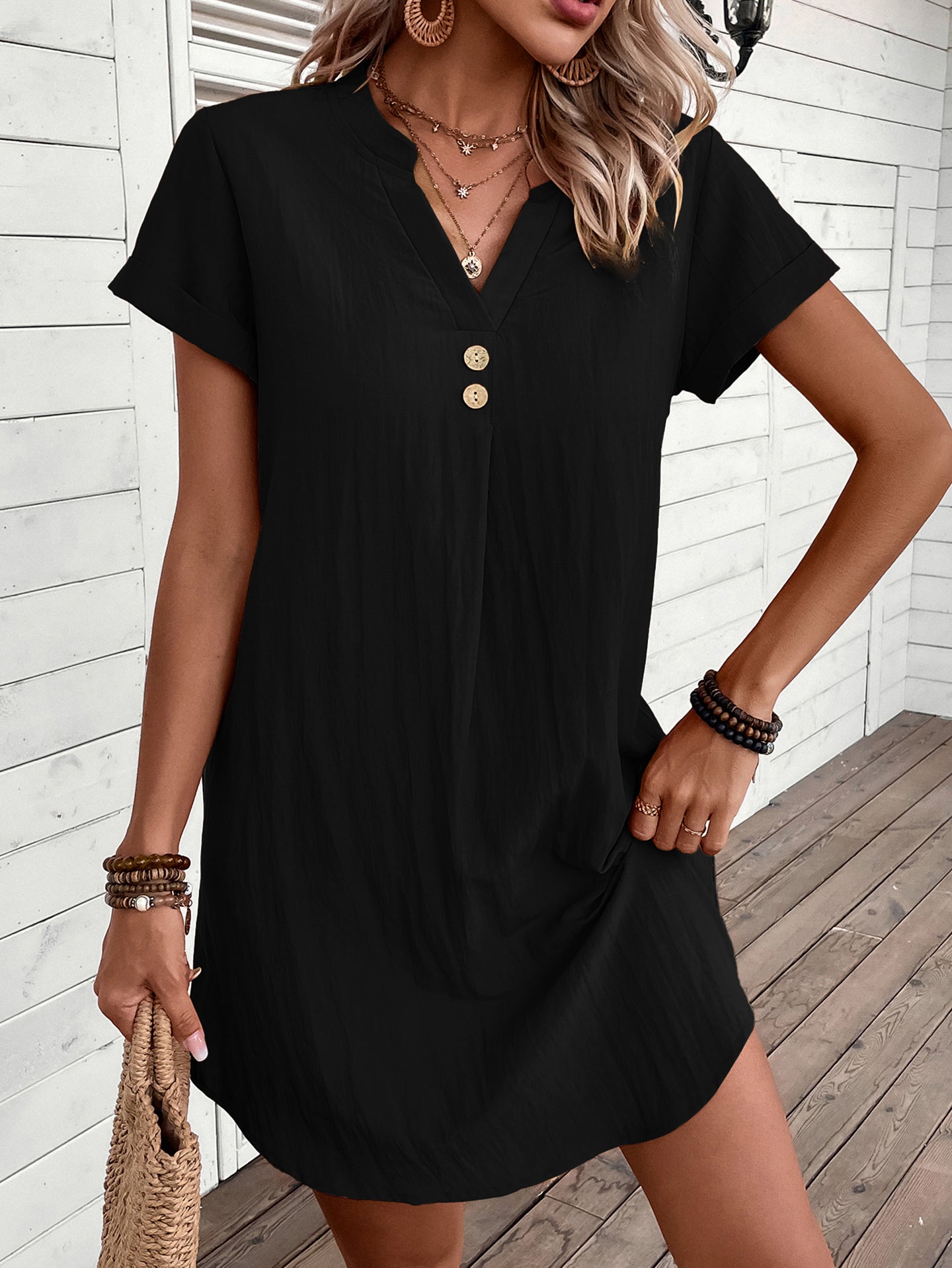 Women Mandarin Collar A-Line Dress