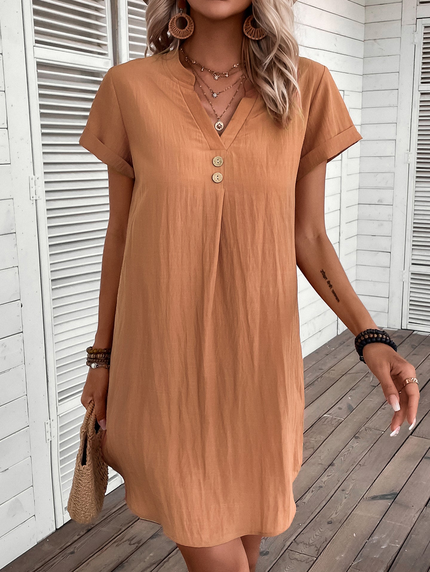 Women Solid A-Line Midi Dress