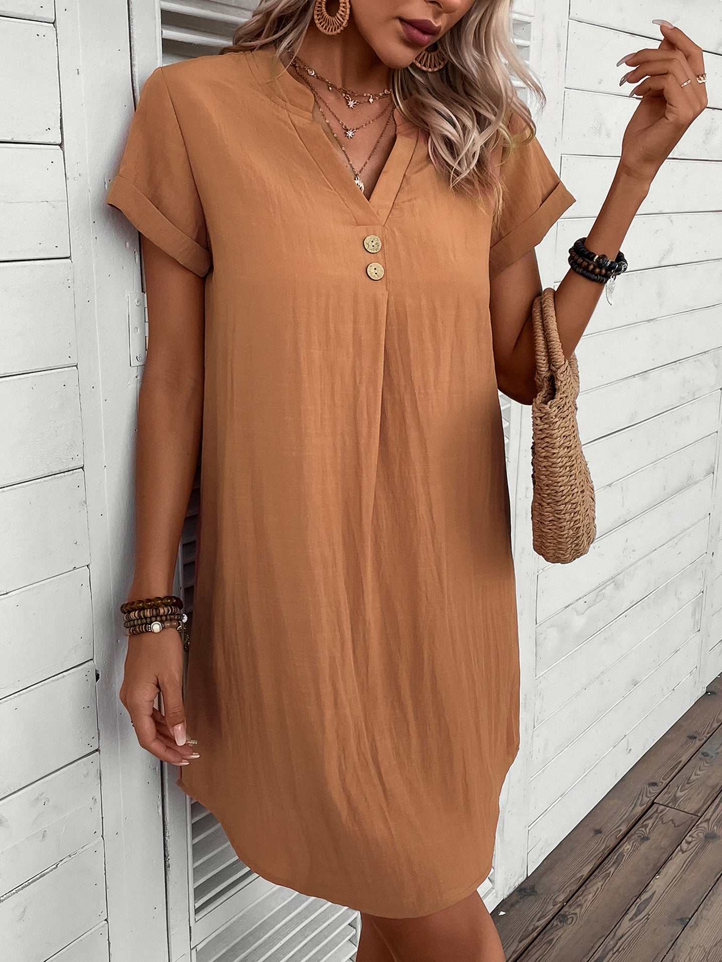 Women Solid A-Line Midi Dress