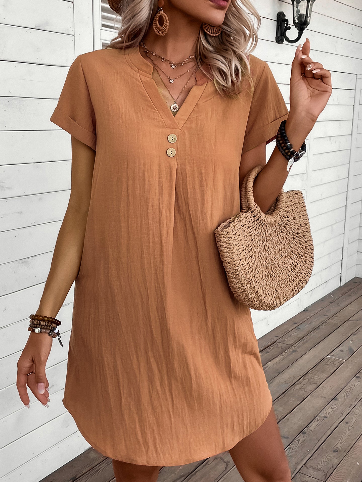 Women Solid A-Line Midi Dress