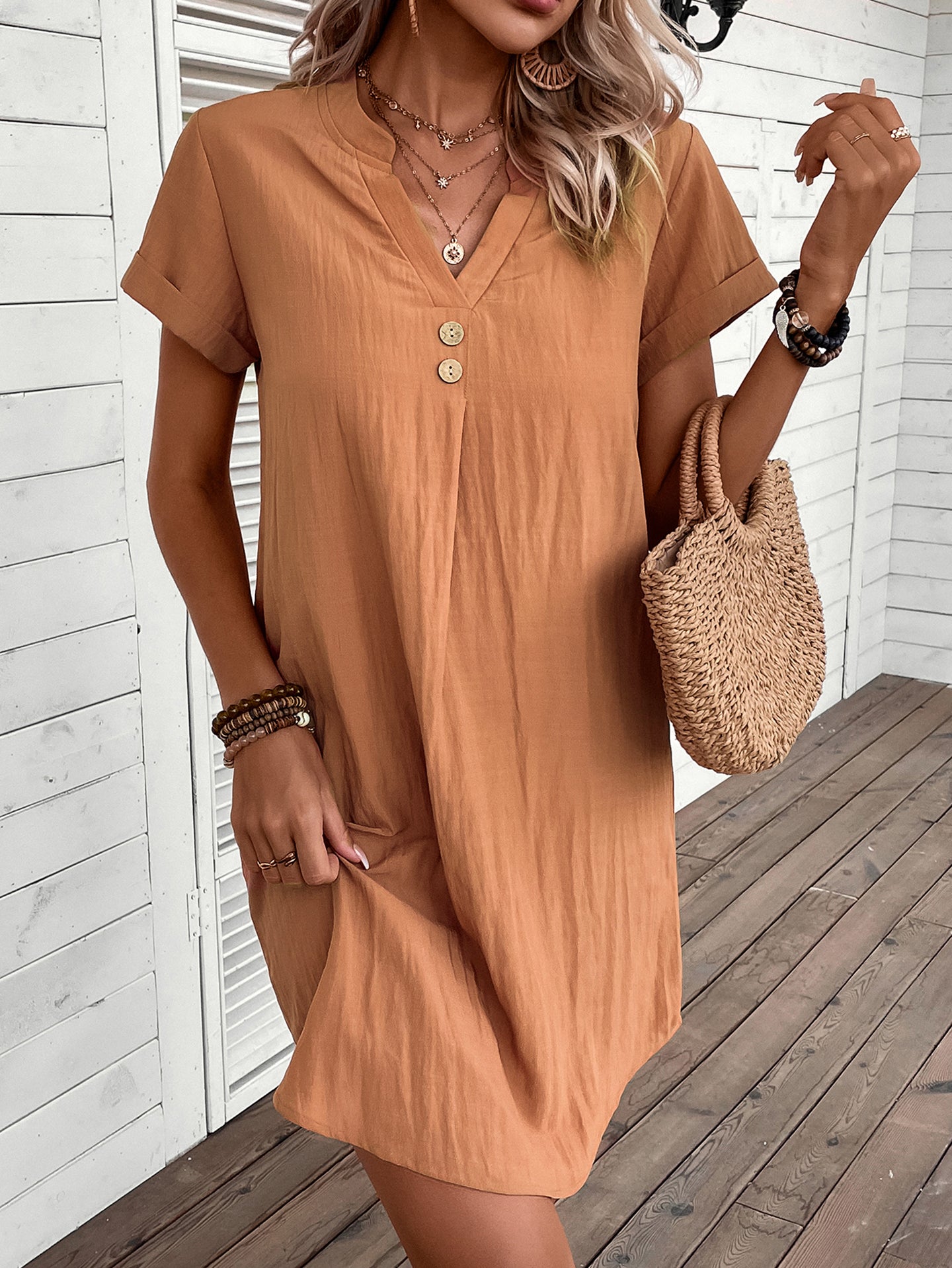 Women Solid A-Line Midi Dress