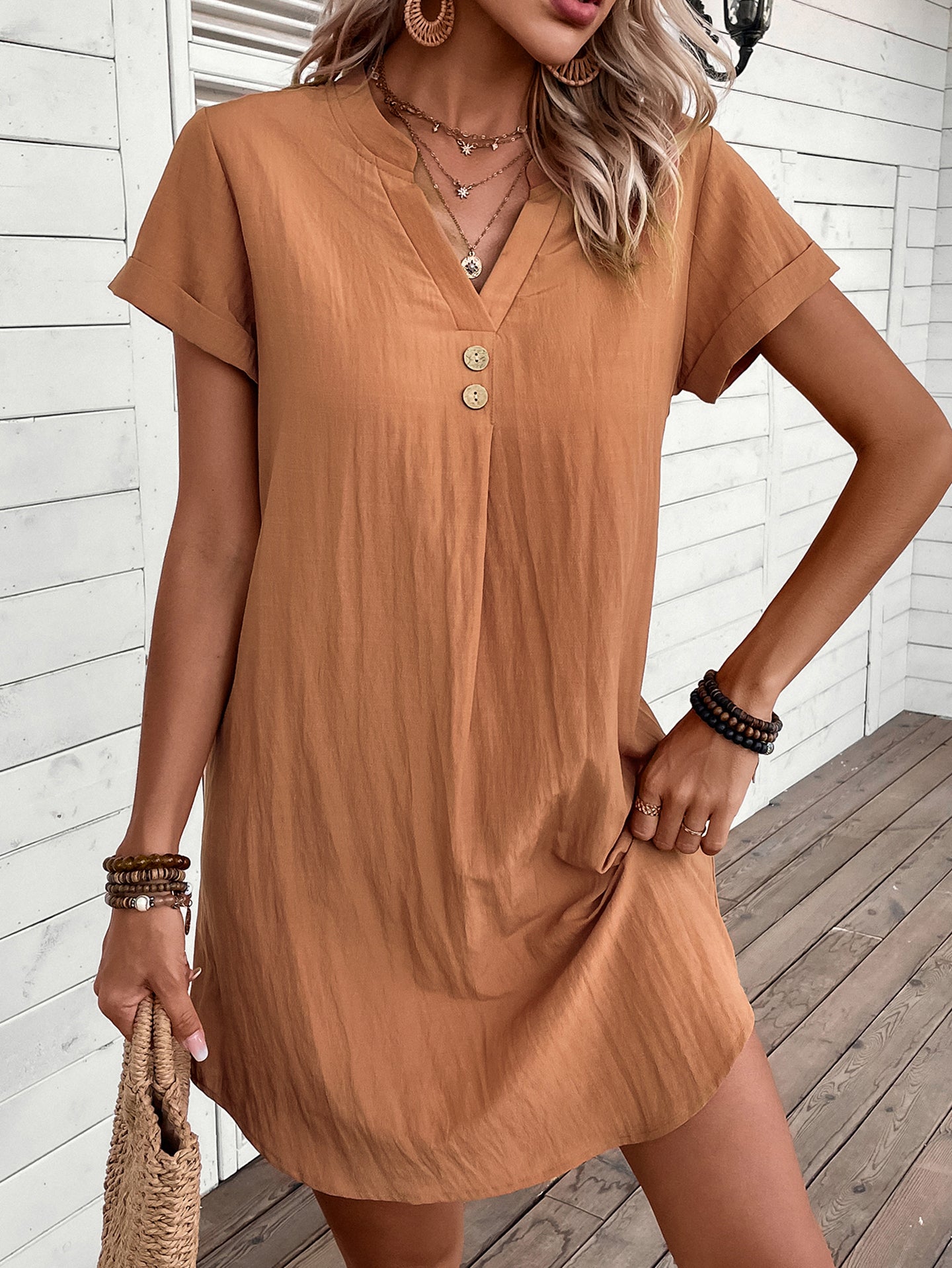 Women Solid A-Line Midi Dress