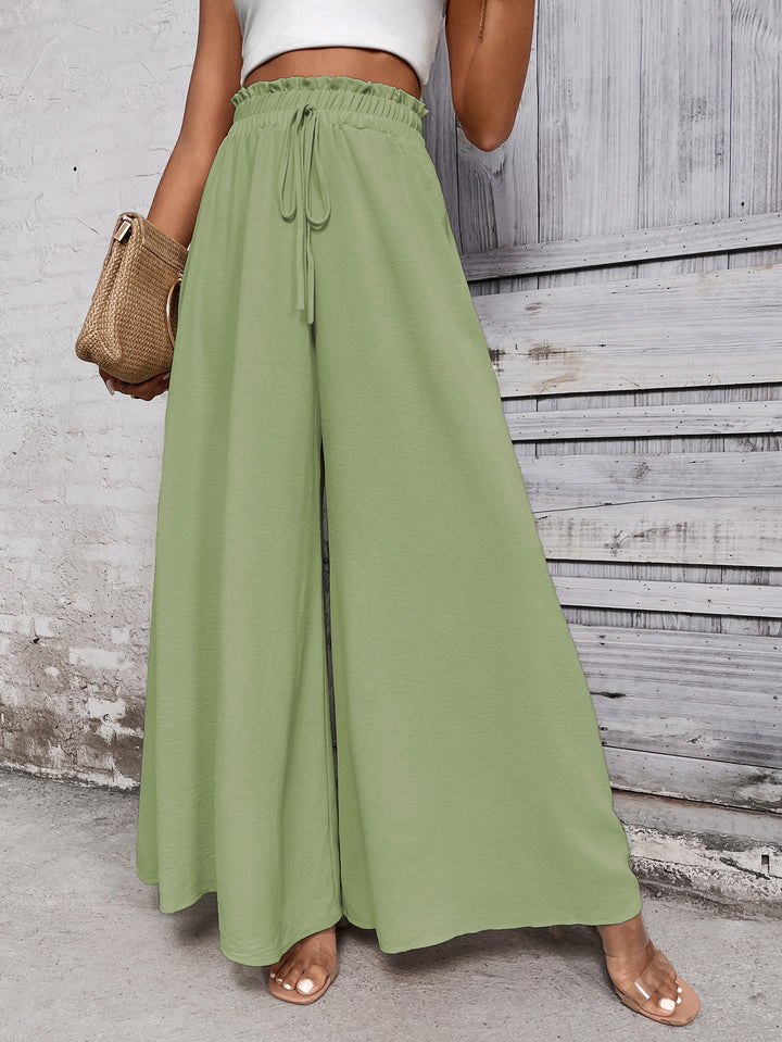 Women Loose Fit Easy Wash Pleated Wide Leg Trousers